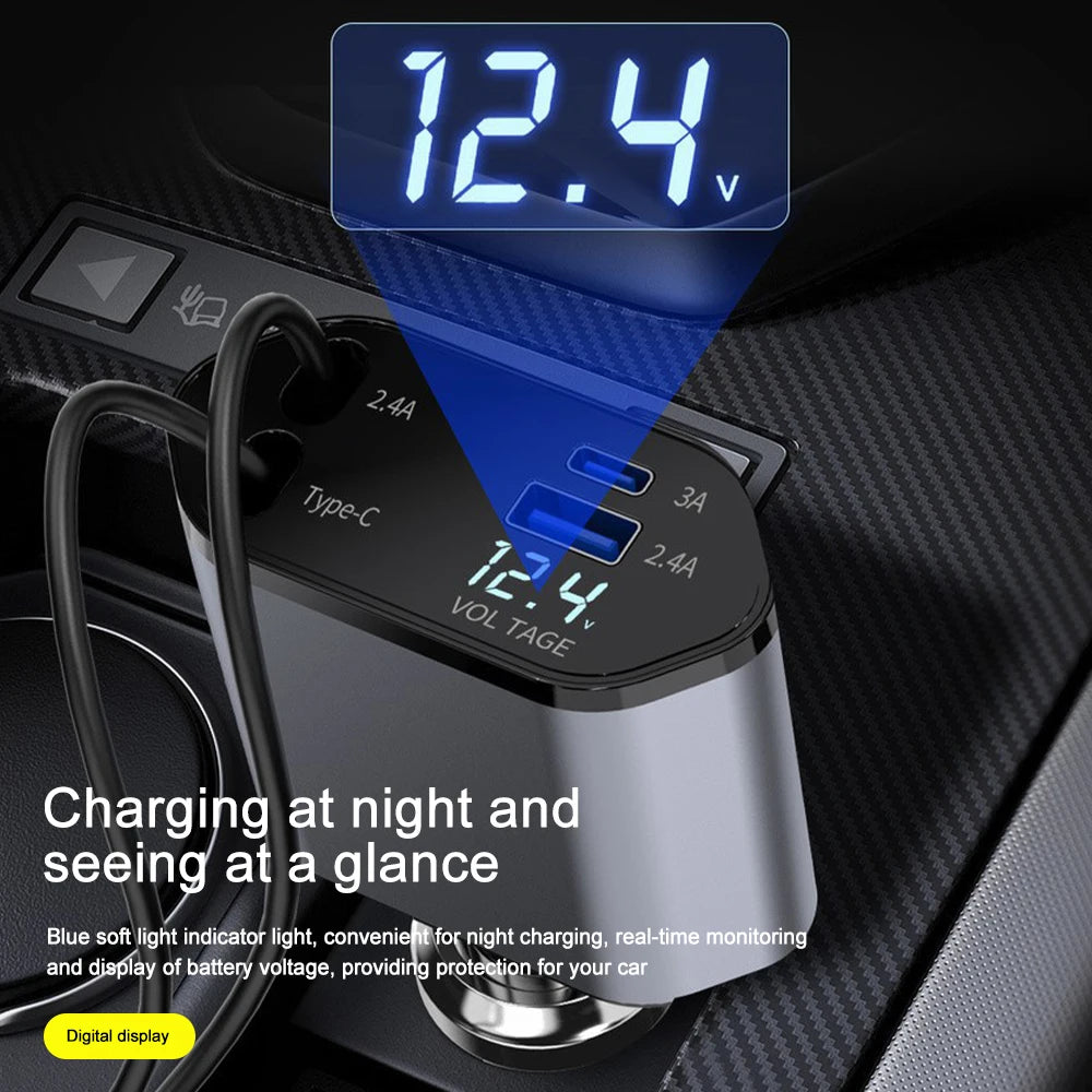 **VoltDrive 4in1 – 120W Fast Car Charger**