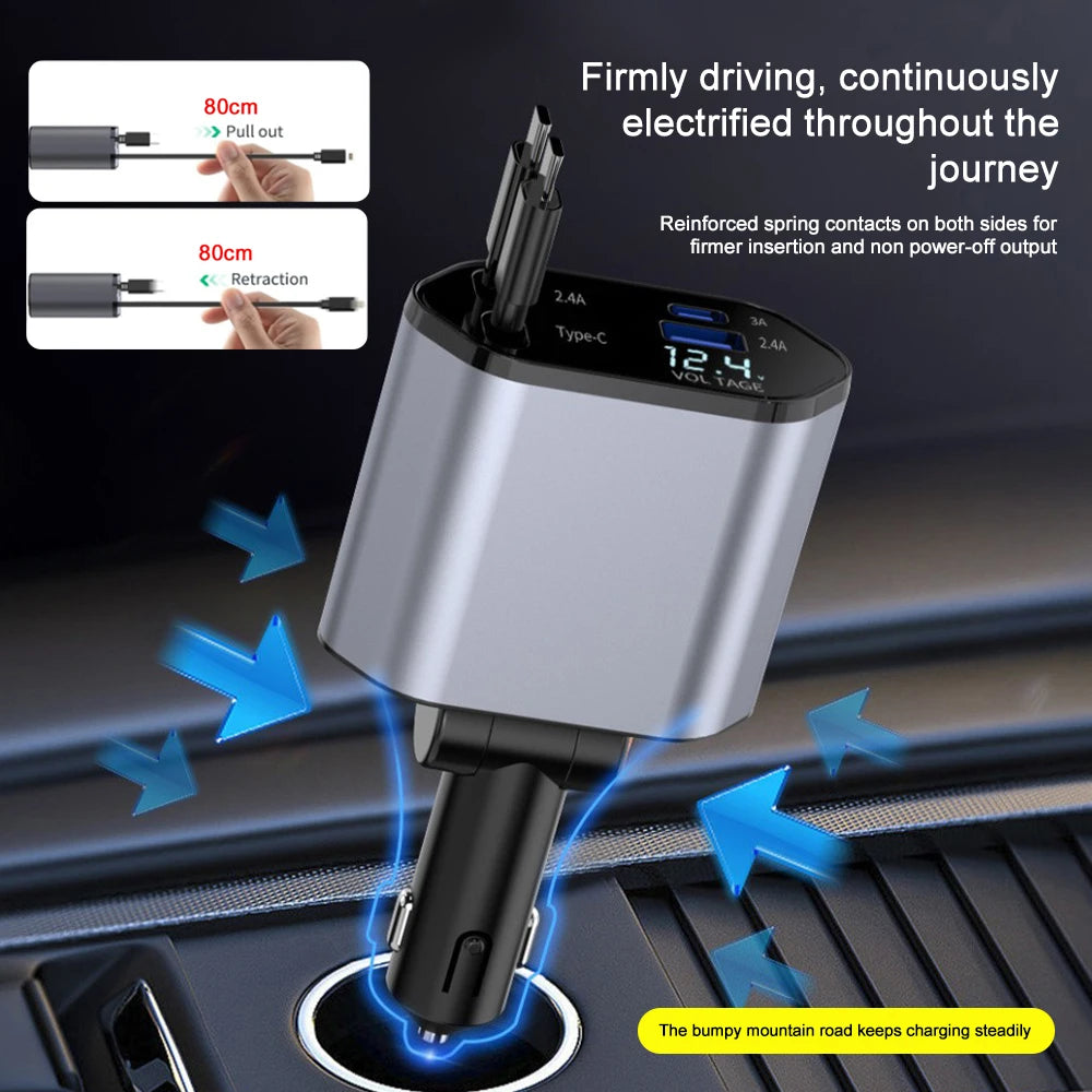 **VoltDrive 4in1 – 120W Fast Car Charger**